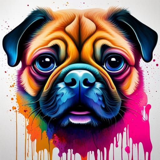 Colorful Galaxy Pug in Graffiti Art Style