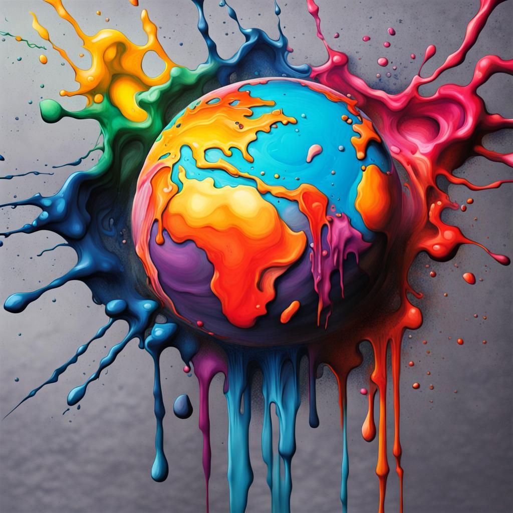 Earth Layers in Graffiti Splash Art Style