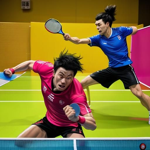 Monkeys Play Table Tennis in Comic Book Style