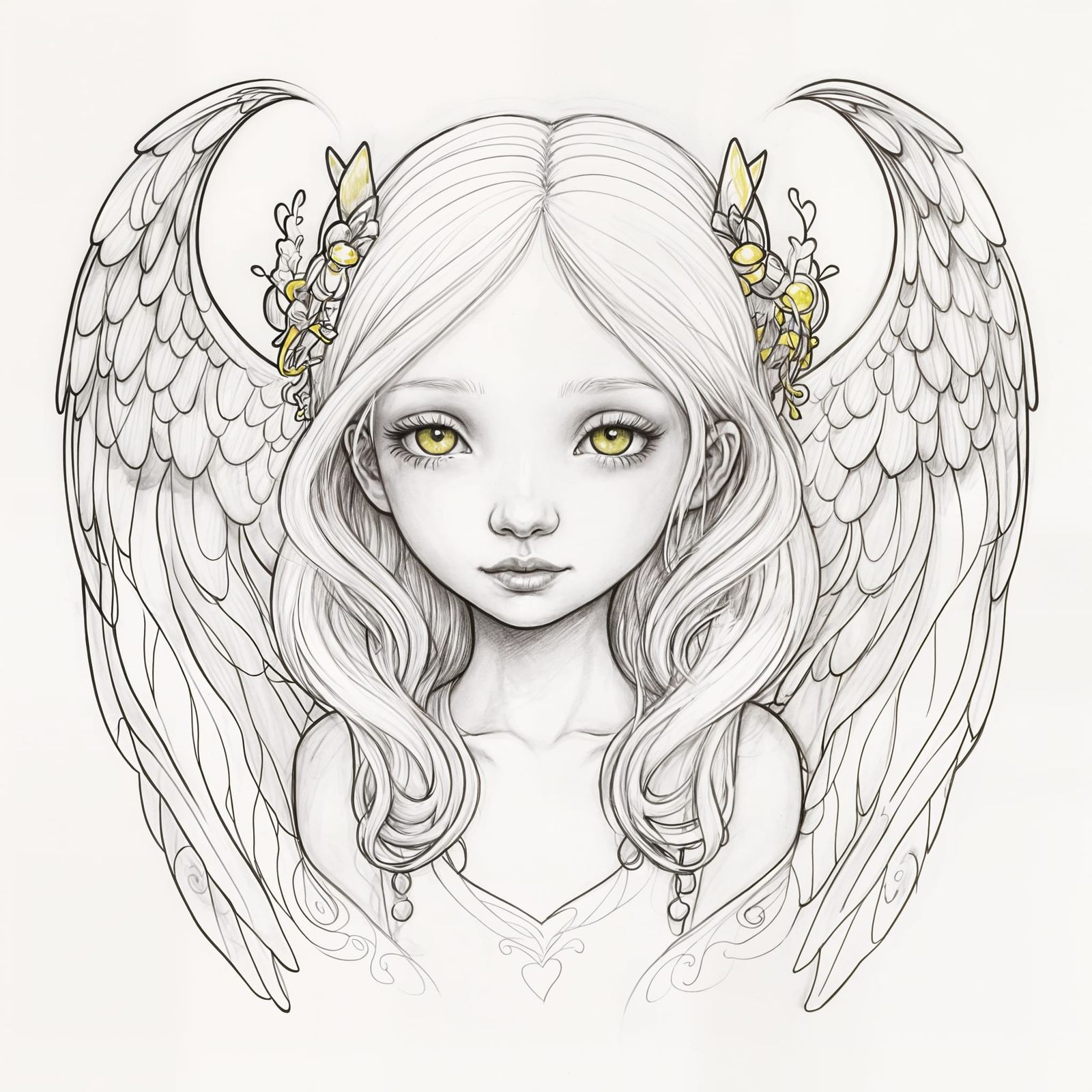 Whimsical Sketch of a Hornless Angel with Expressive Lines