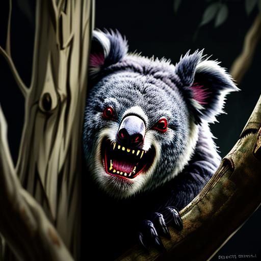 Sinister Vampiric Koala in Photorealistic Style