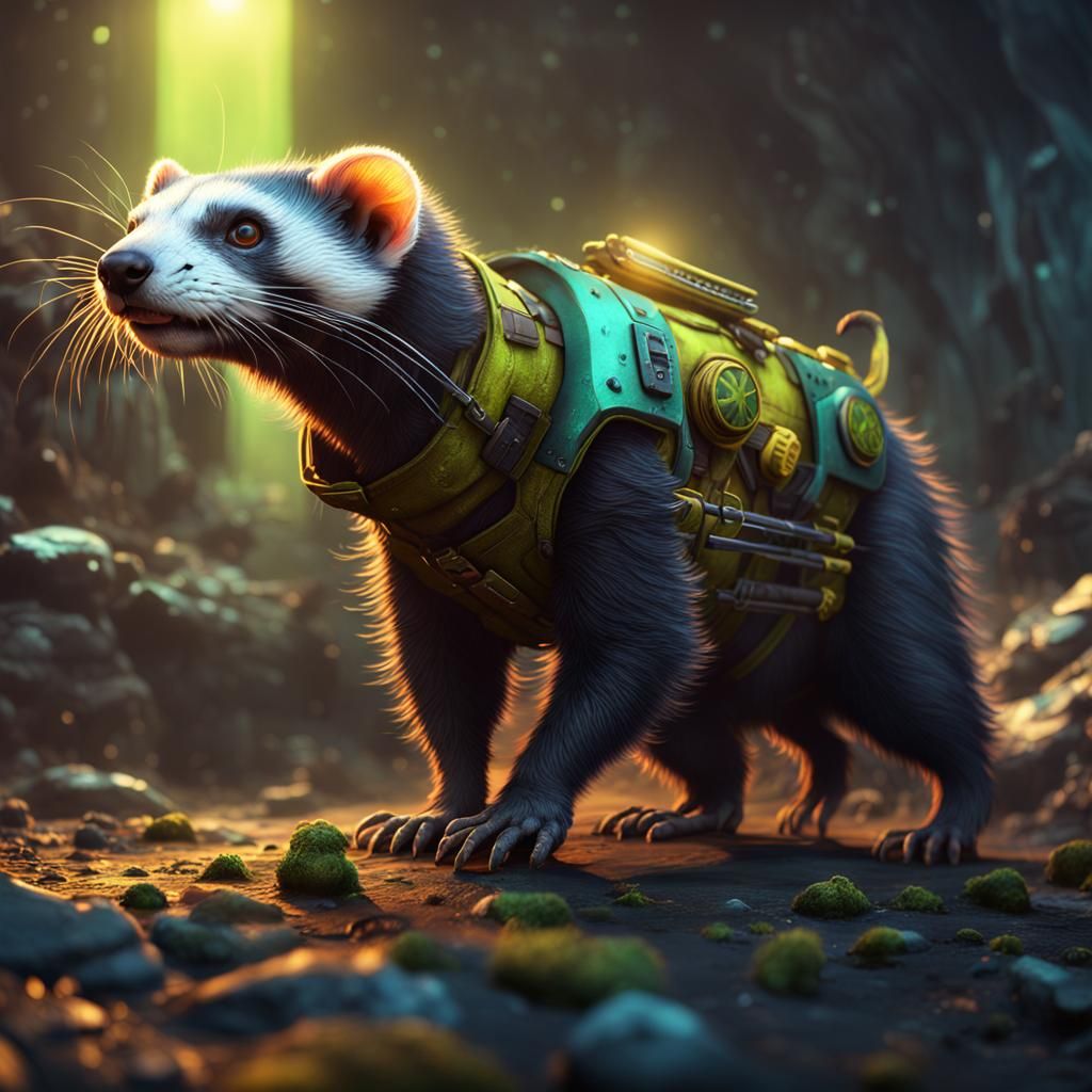 Radioactive Mutant Ferret, Detailed Fantasy Concept Art