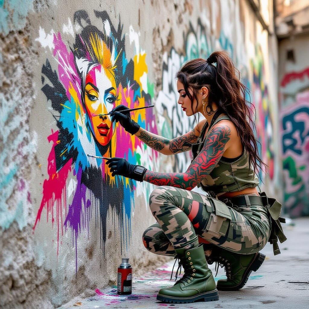 Inksplash Graffiti Artist Creates Mural in Urban Setting