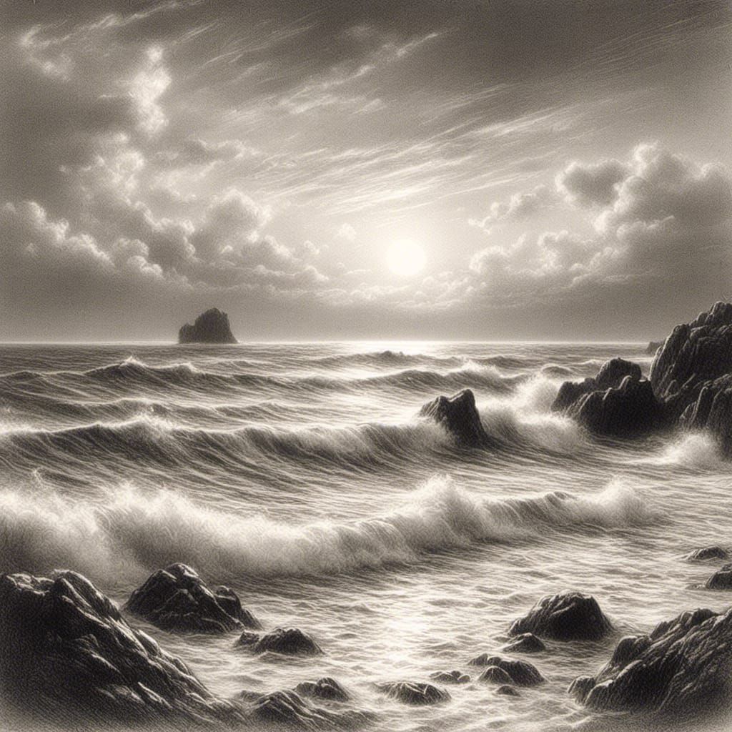 pencil sketch seascape