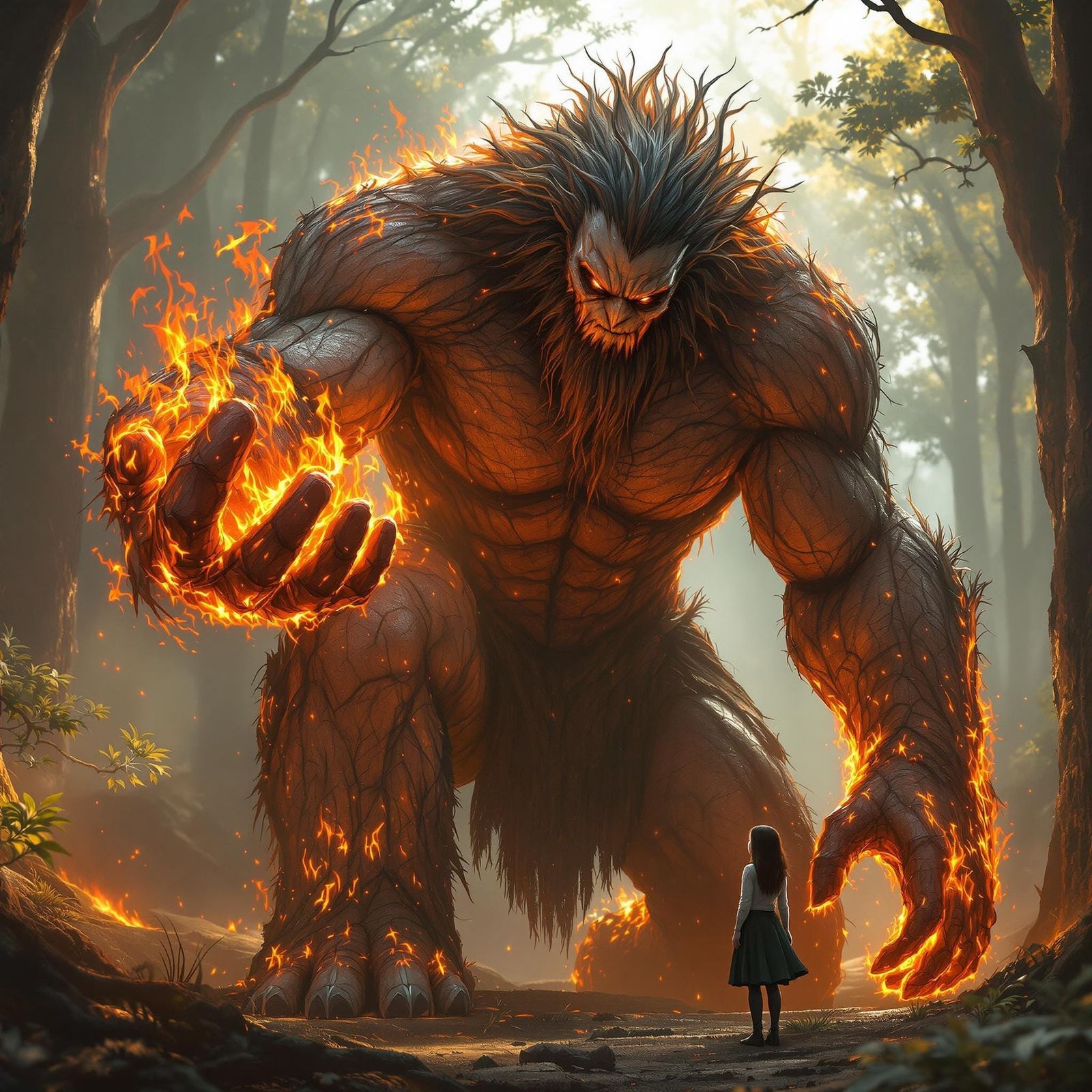 Cyberpunk-Inspired Giant Tenderly Touches a Wonderstruck Gir...