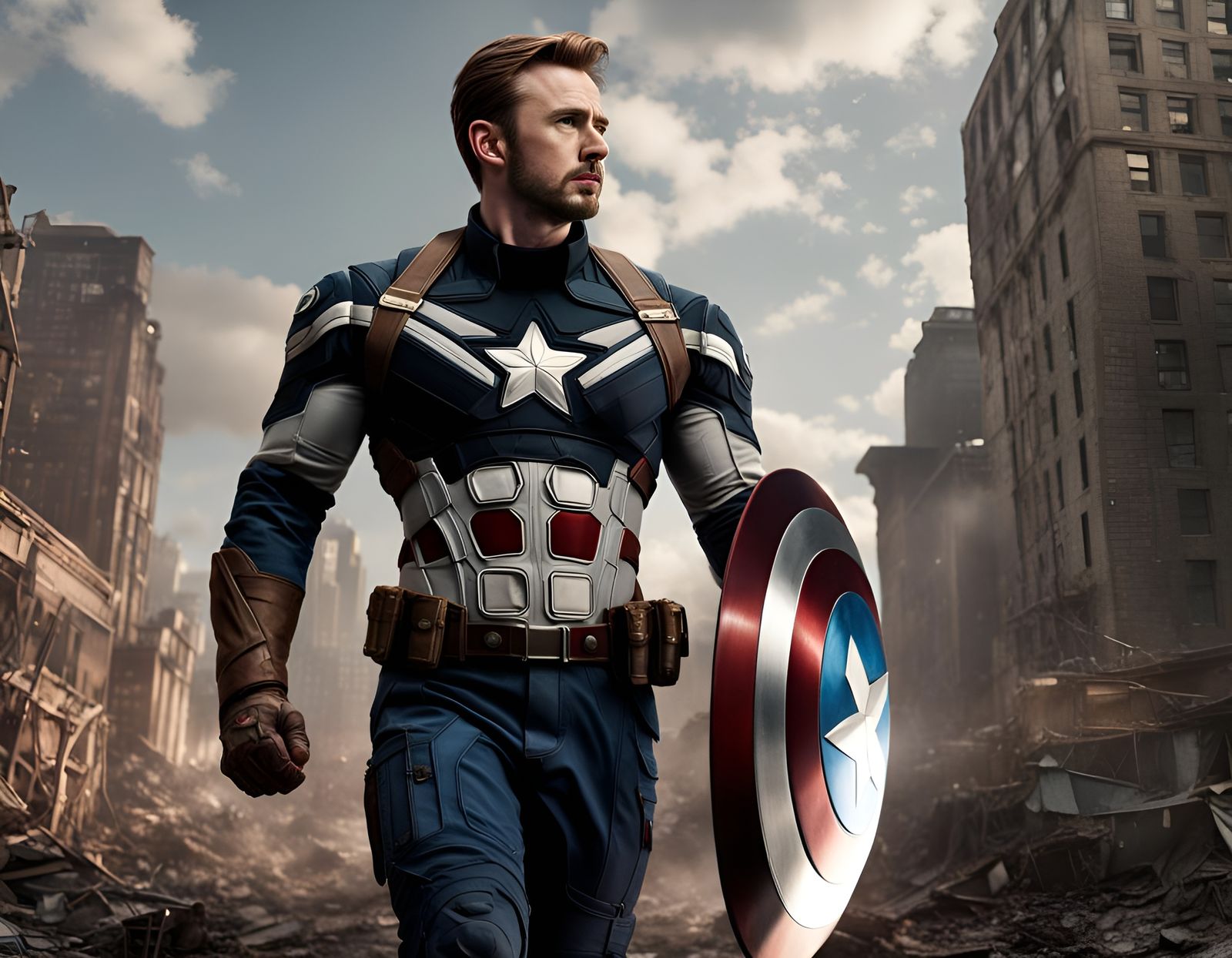 Chris Evans as Captain America: Detailed Matte Painting