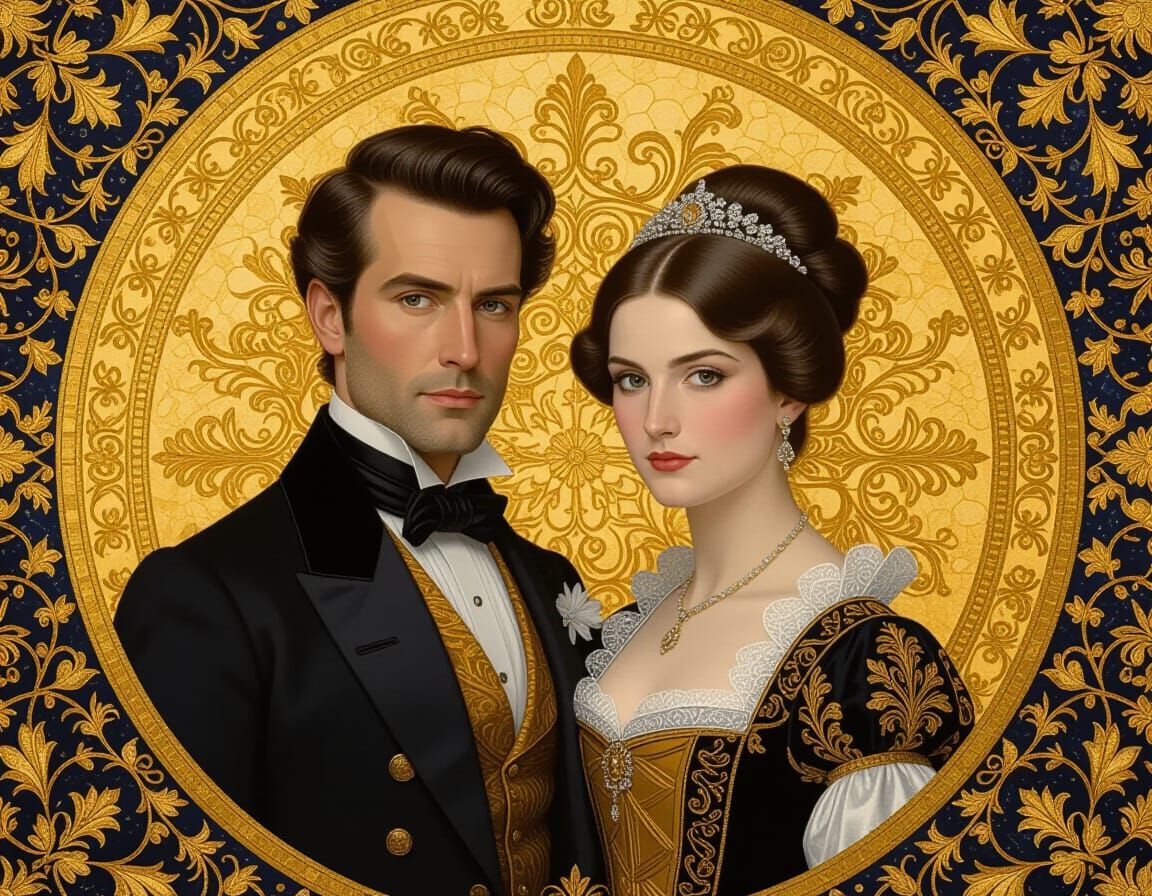 Stately Couple Portrait in 19th Century Style