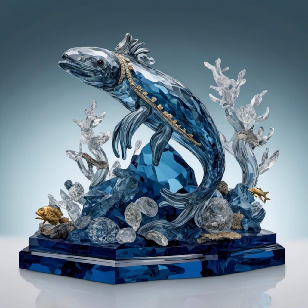 Translucent Sea Creature on Treasure: 3D Render