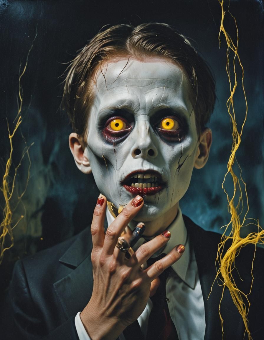 Surreal Dark Fantasy Portrait of Fearful Boy