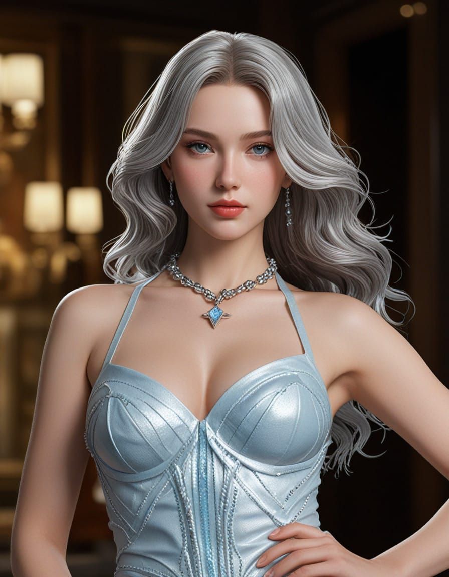 Ethereal Goddess in Cyberpunk Style