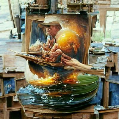 Oil Painting Depicting Artistic Skill and Creation