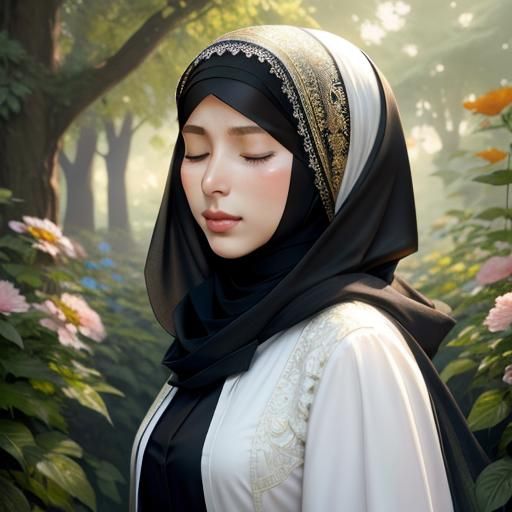 Cute Hijabi Woman Portrait in Floral Dress