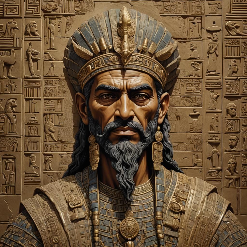 Ethereal God of the Underworld in Ancient Babylonian Regalia