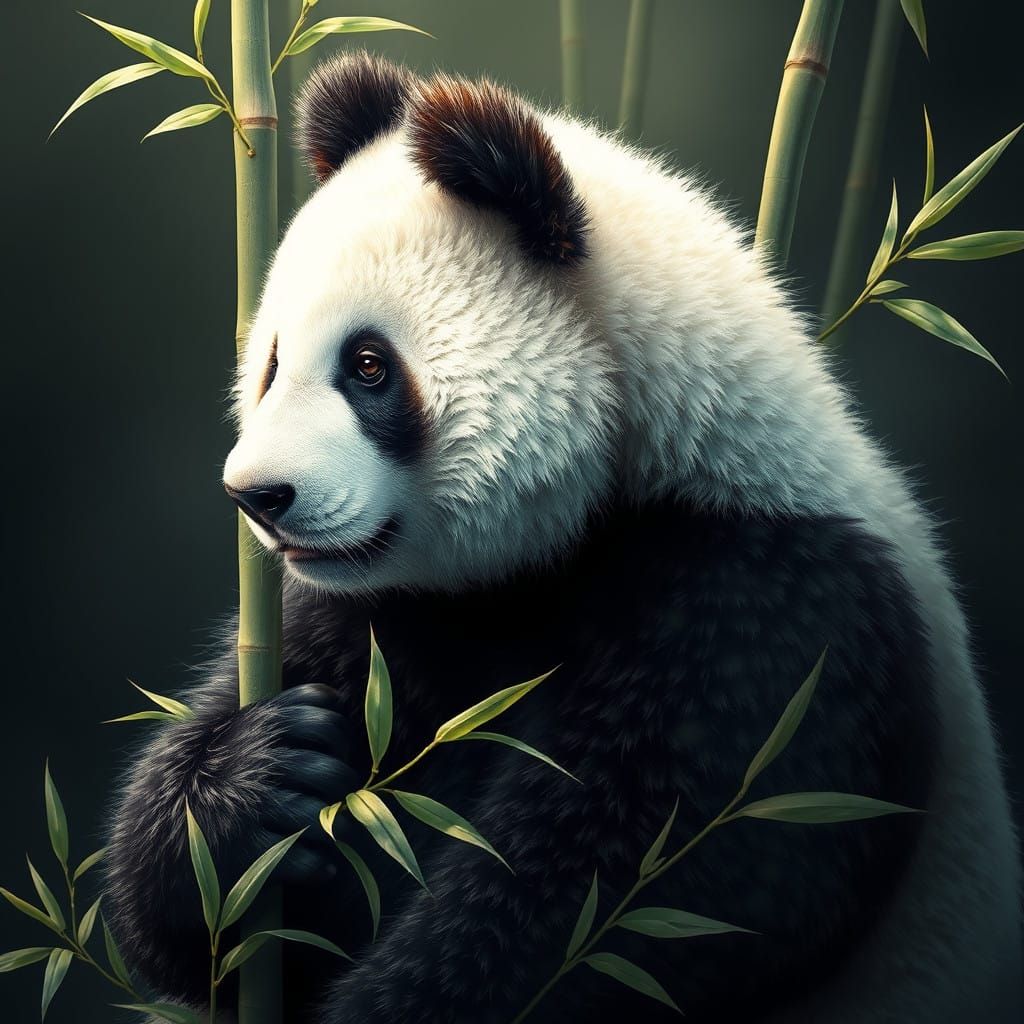 Hyper Realistic Panda with Serene Bamboo Ecosystem