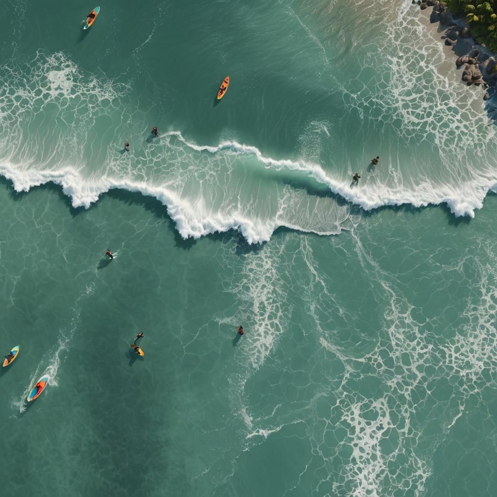 Caribbean Sea Boogie Boarding: Matte Painting Style