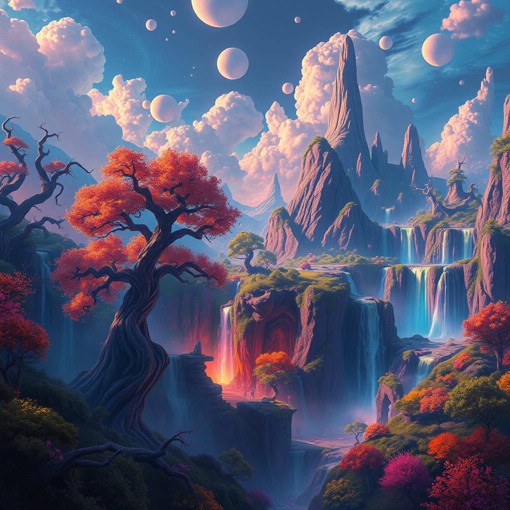 Surreal, Dreamlike Landscape in Detailed Matte Painting Styl...