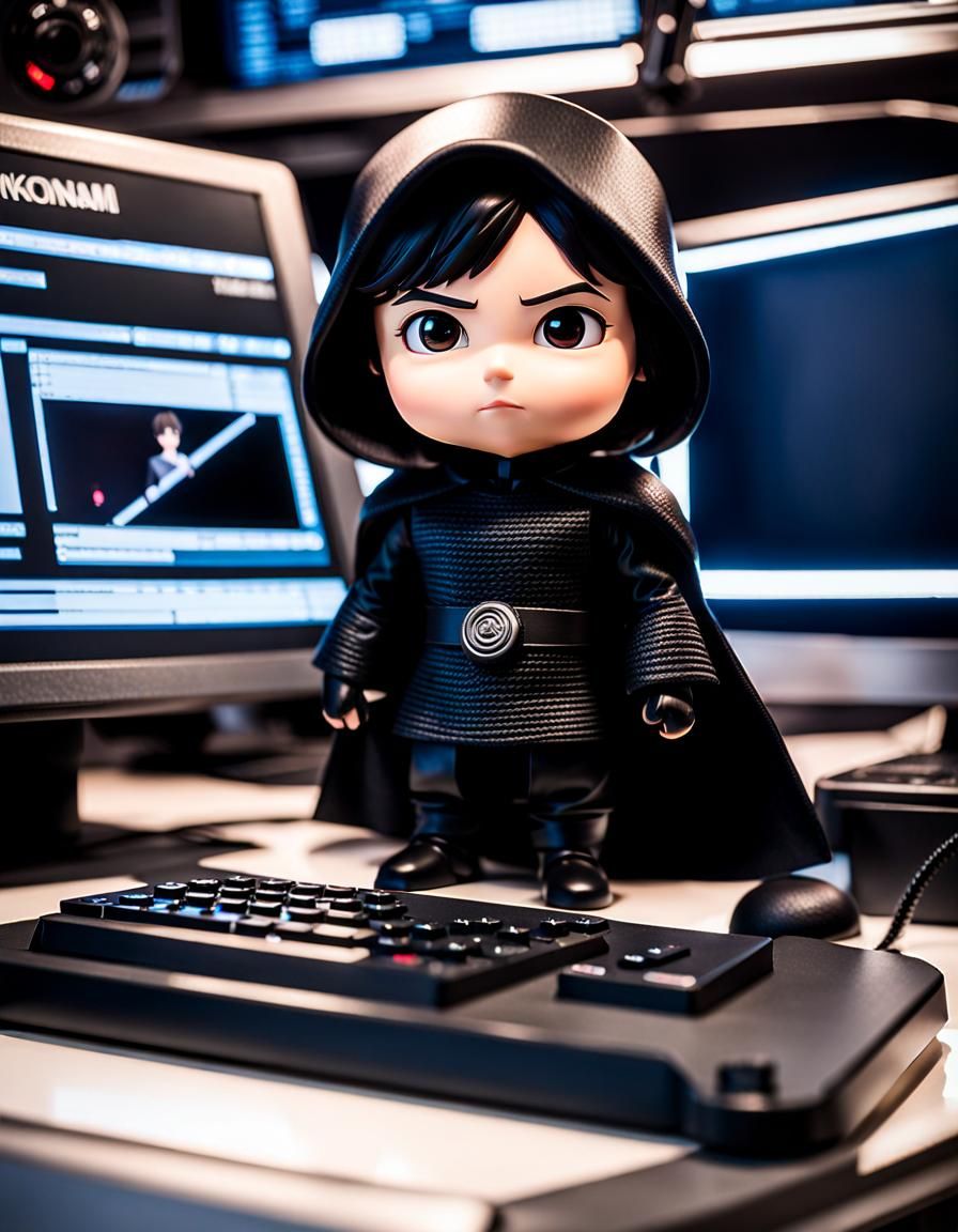 Cute Scowling Kylo Ren Bobblehead, Manga Style