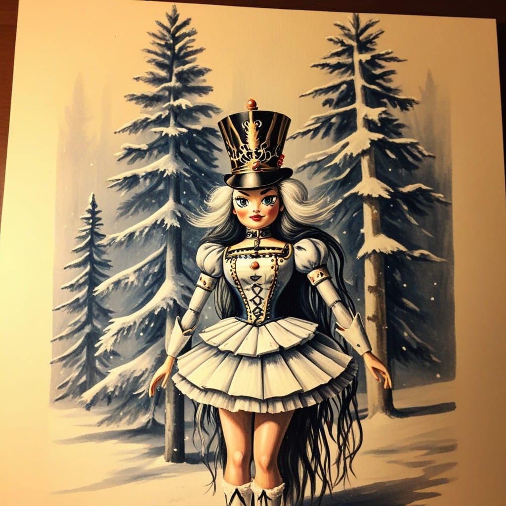 Elegant Ballerina in a Whimsical Nutcracker Scene