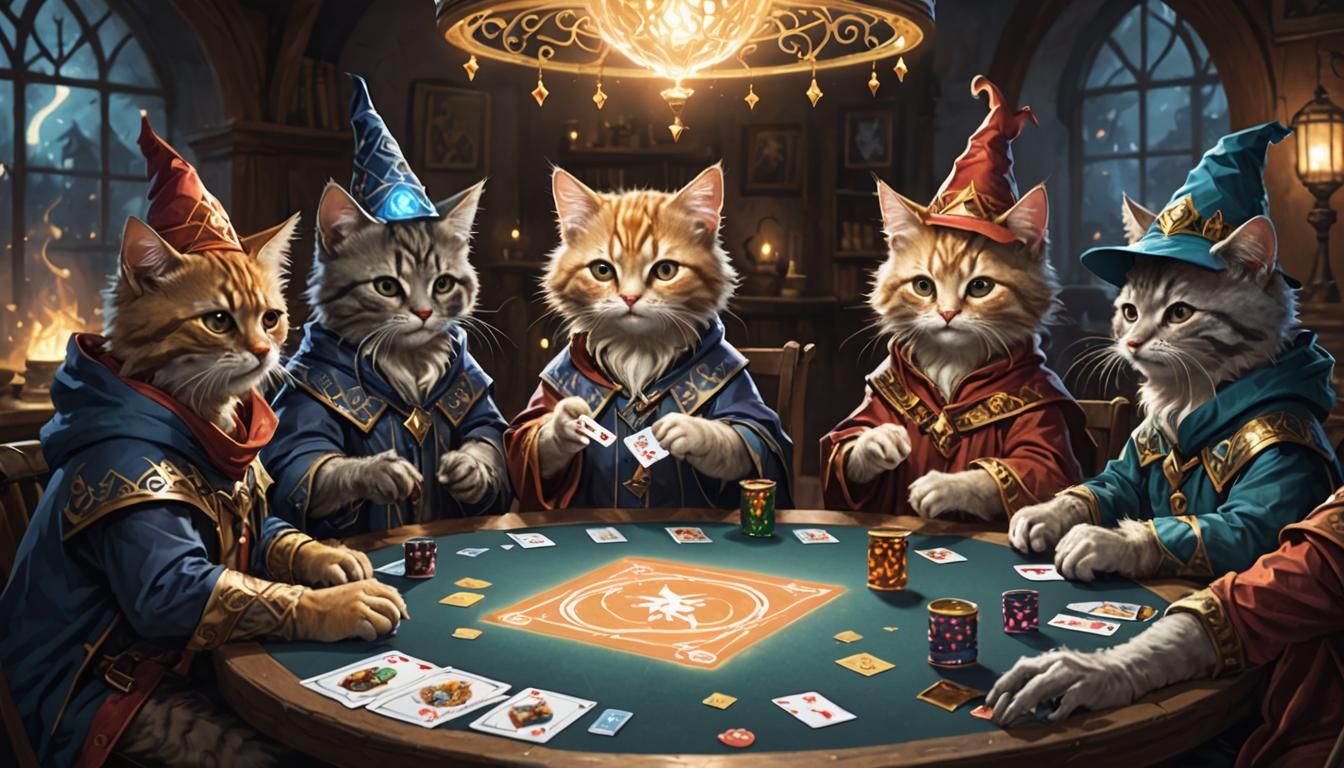 Kitten Wizards Play Magic Poker