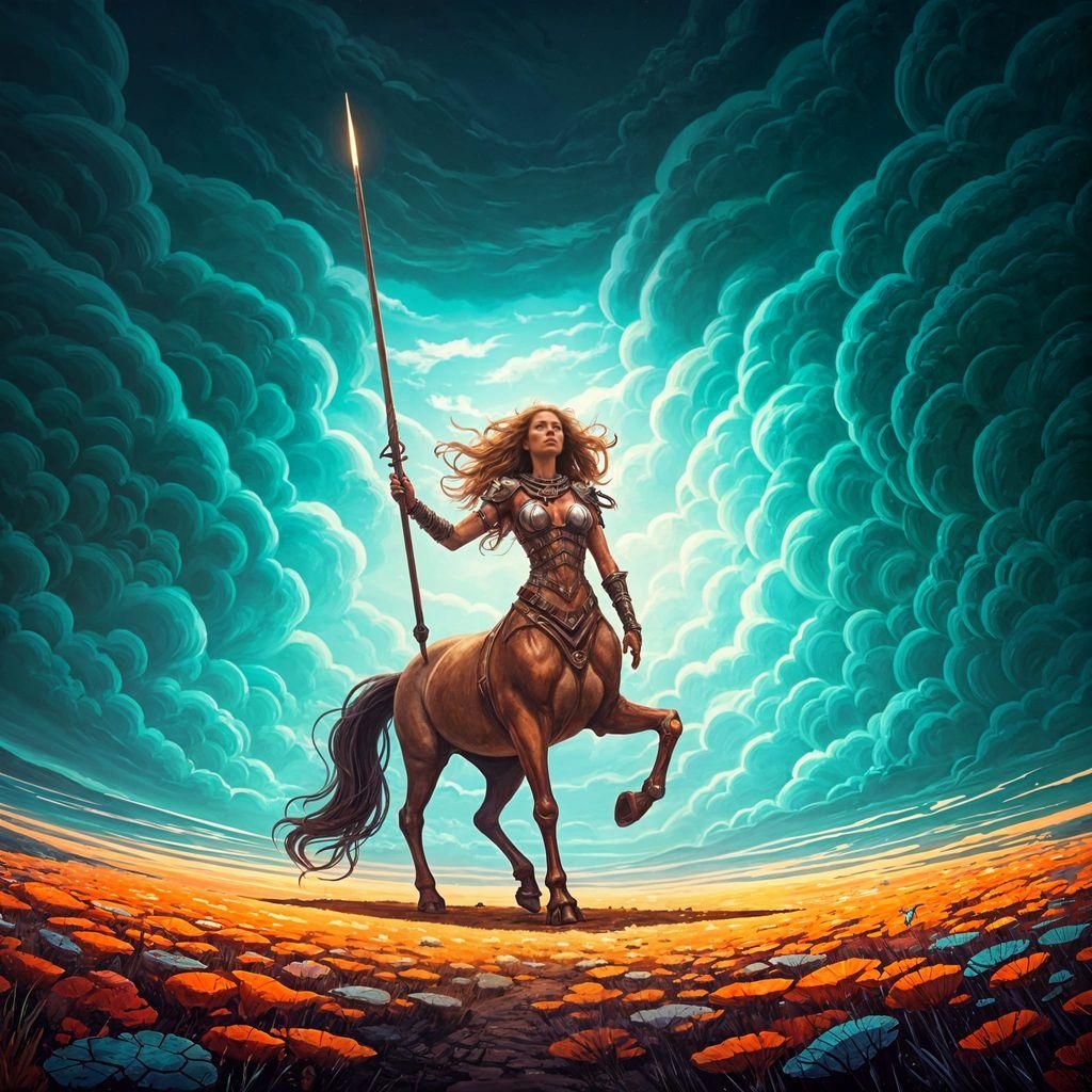 Centaurette Sci-Fi Victory in Comic Art Style