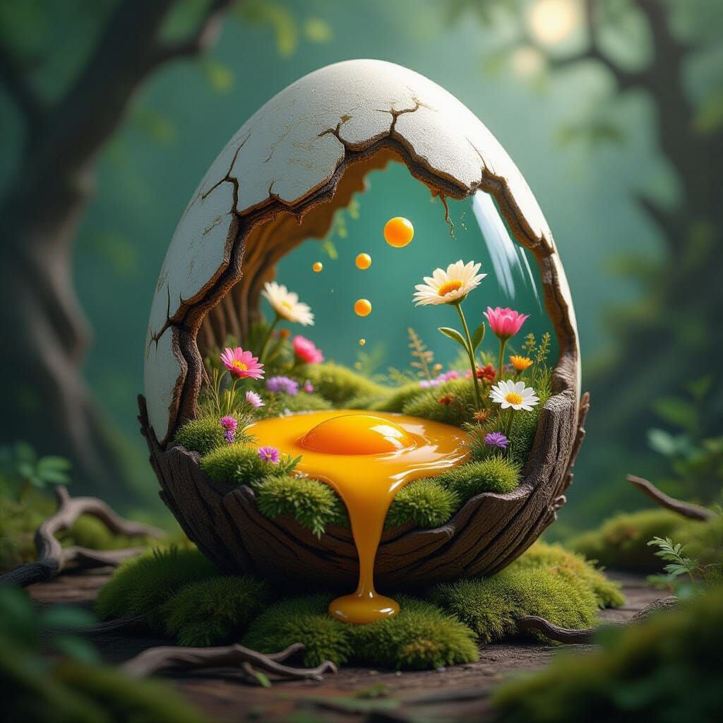 Enchanted Egg Terrarium with Runny Yolk Rivers