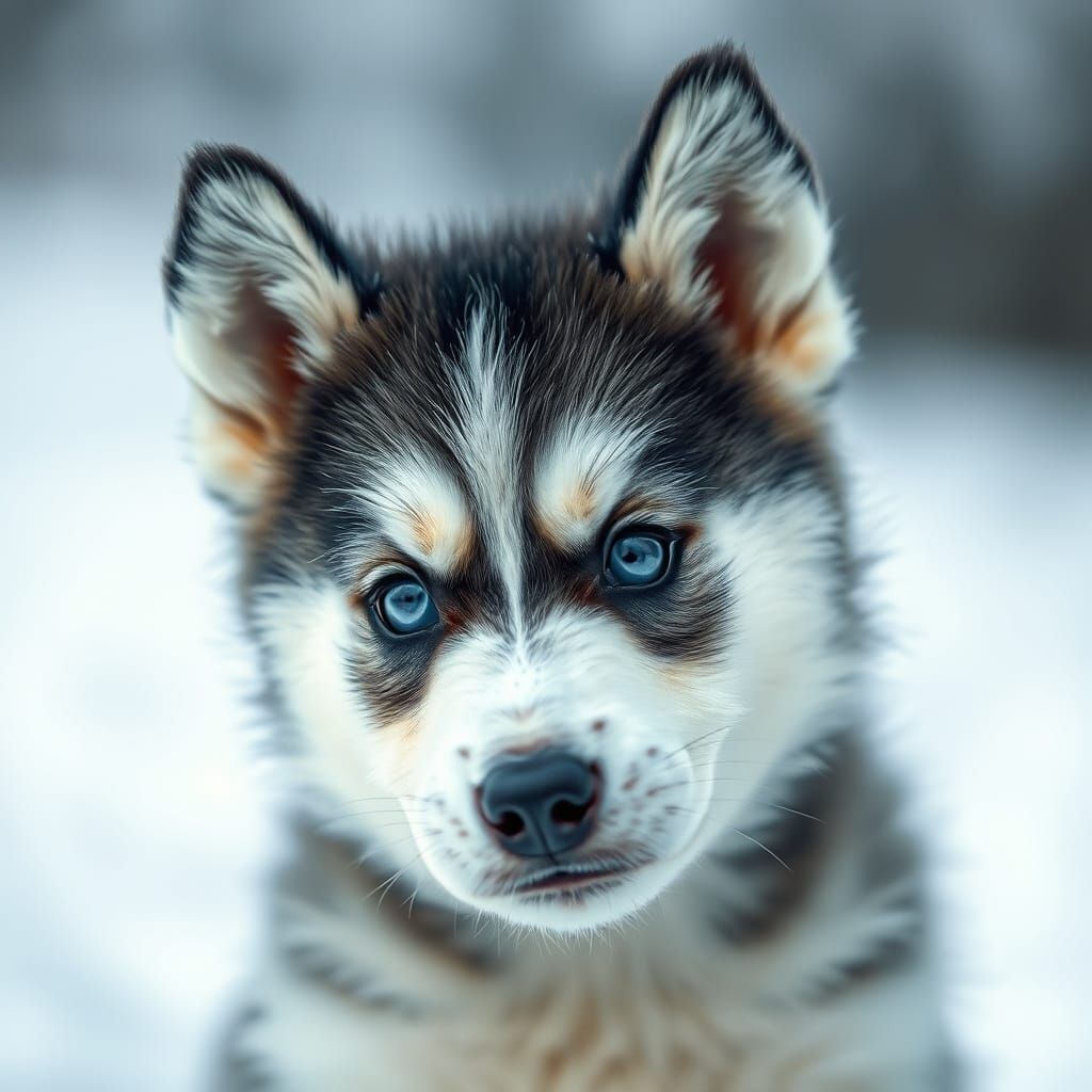Icy Blue Eyes: A Husky Puppy Portrait