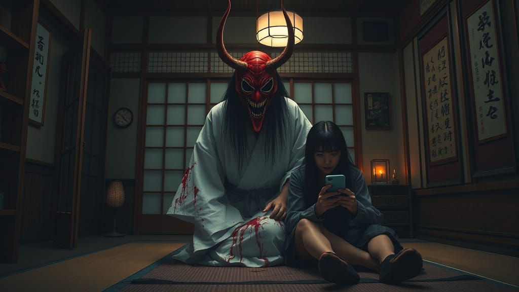 Terrifying Oni Spirit Emerges in Traditional Japanese Hotel ...
