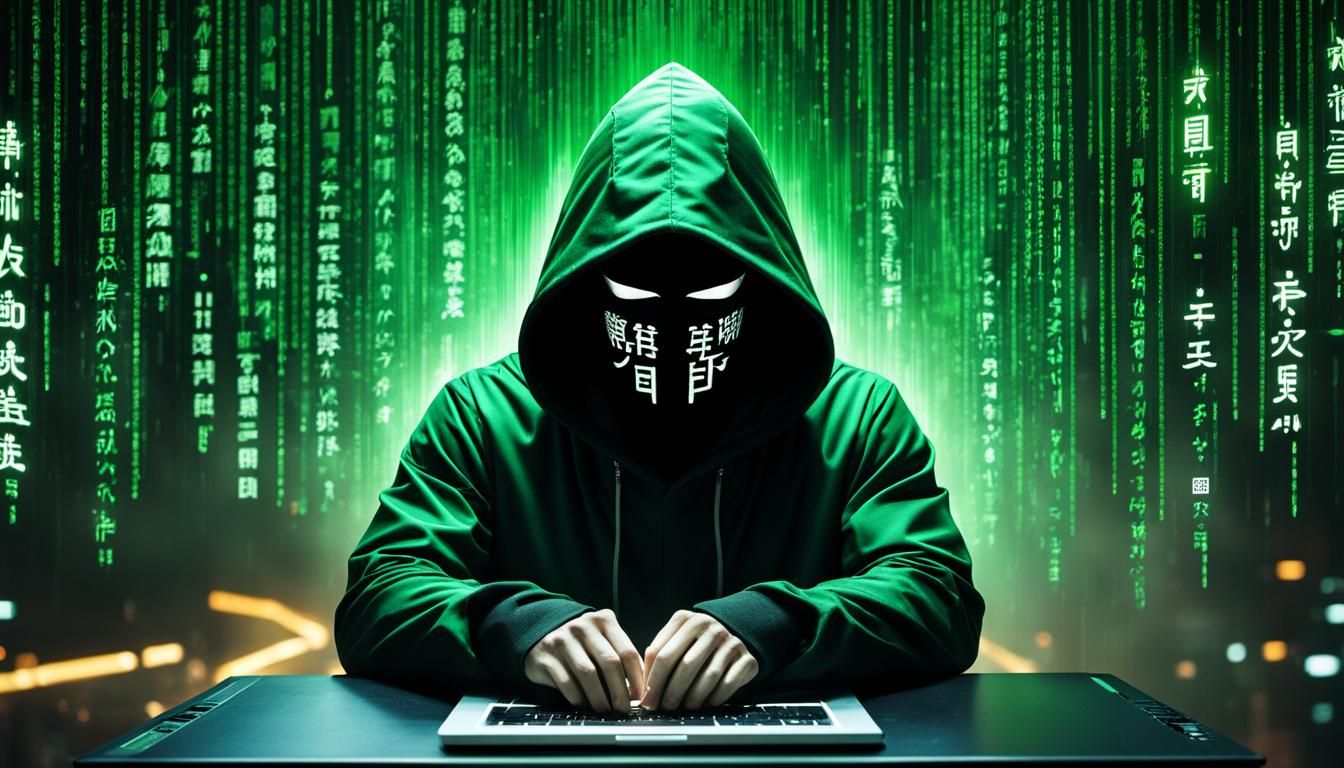 Cyberpunk Hacker Immersed in Digital Matrix