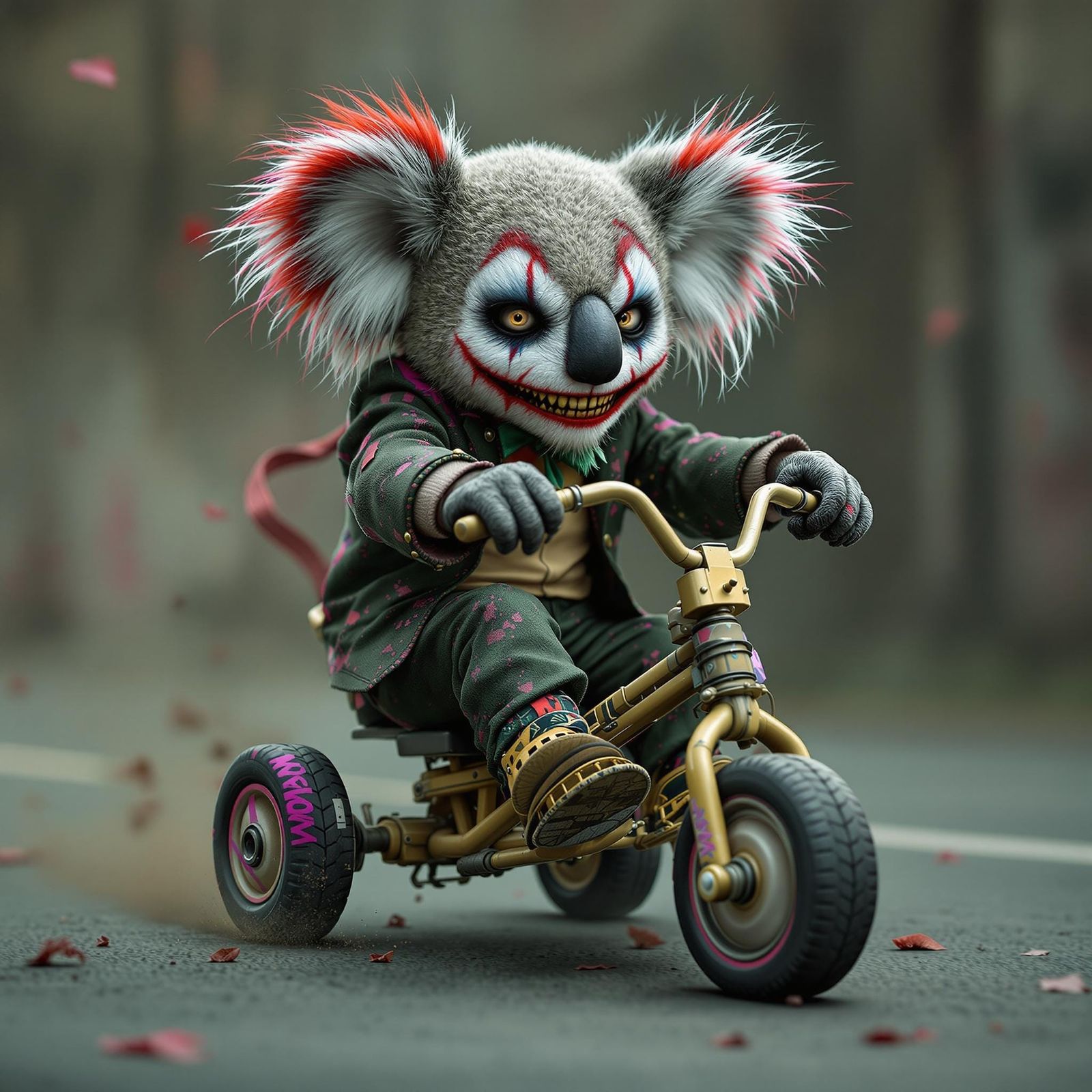 Madmax Koala Driver in Joker Make-up