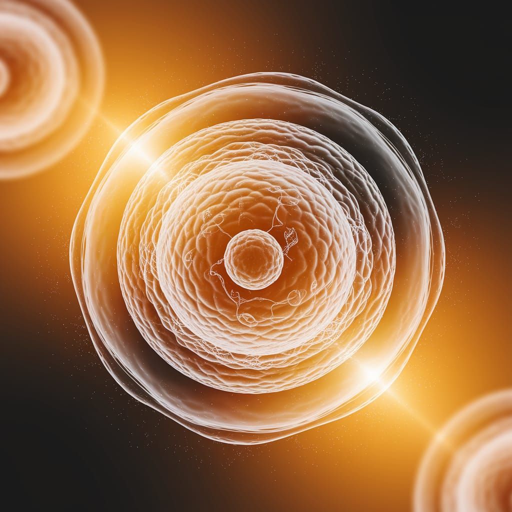 Intricate Microscopic Cell in Golden Hues