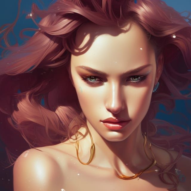 Glamour Queen Portrait in Hyperdetailed Splash Art