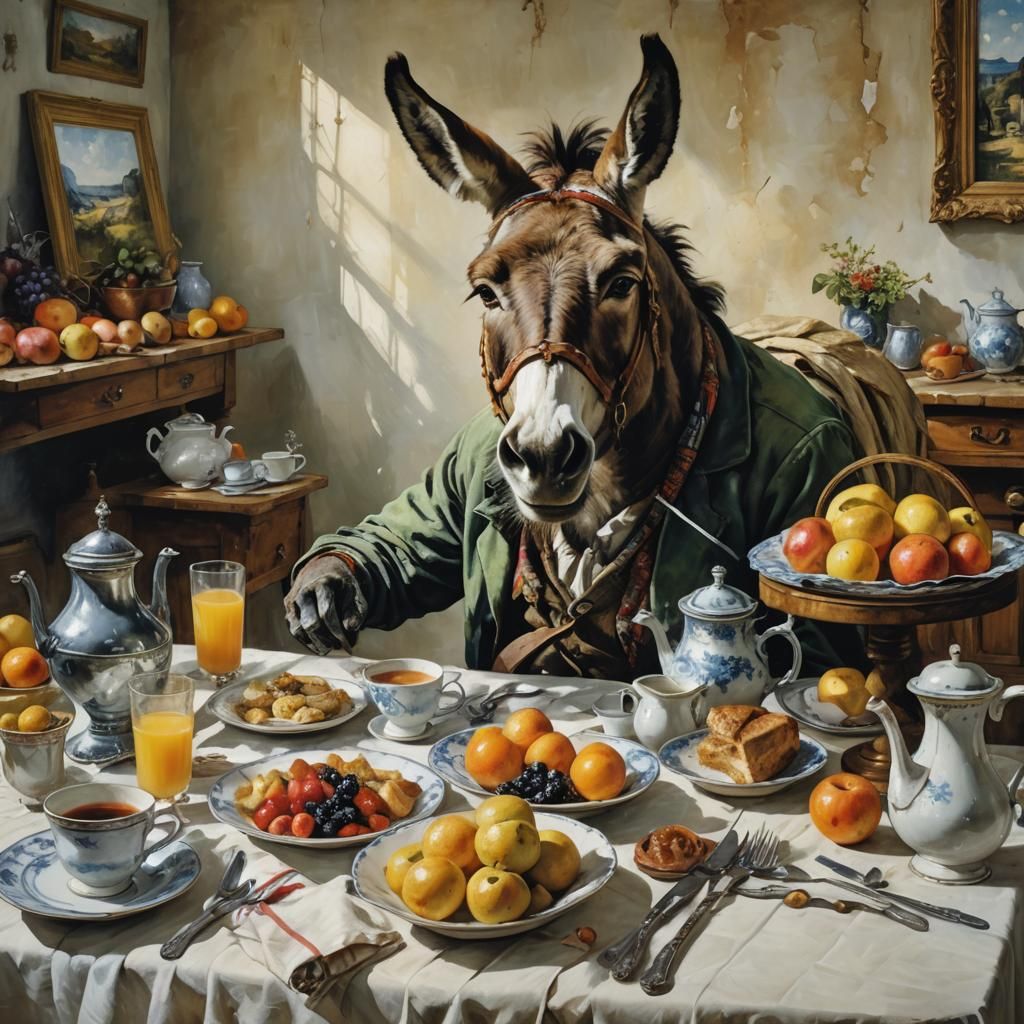 Cézanne painting still life of breakfast table