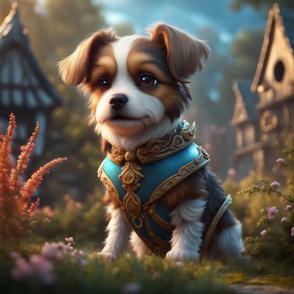Cute Dog in Detailed Matte Painting
