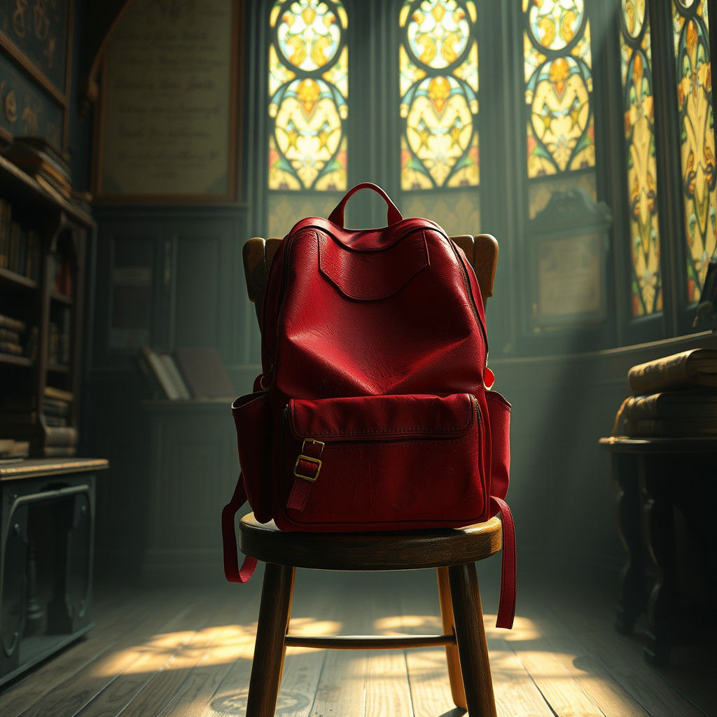 Mystical Classroom: Red Backpack in Fantasy Concept Art