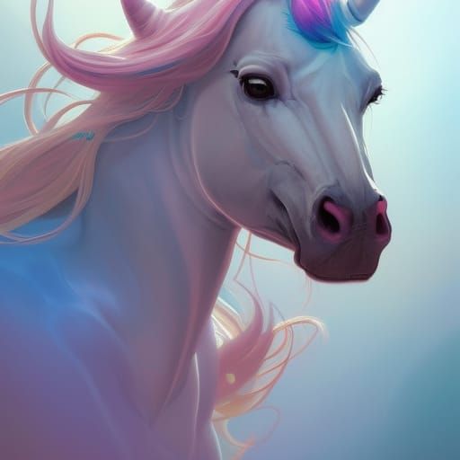 Detailed Unicorn Portrait in Art Nouveau Style