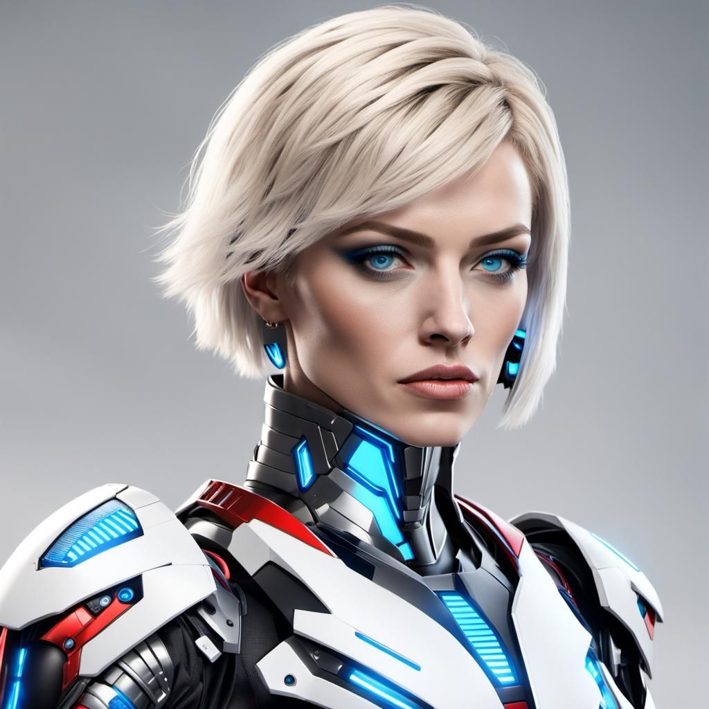 Anime Woman in Cyberpunk Tech Armor
