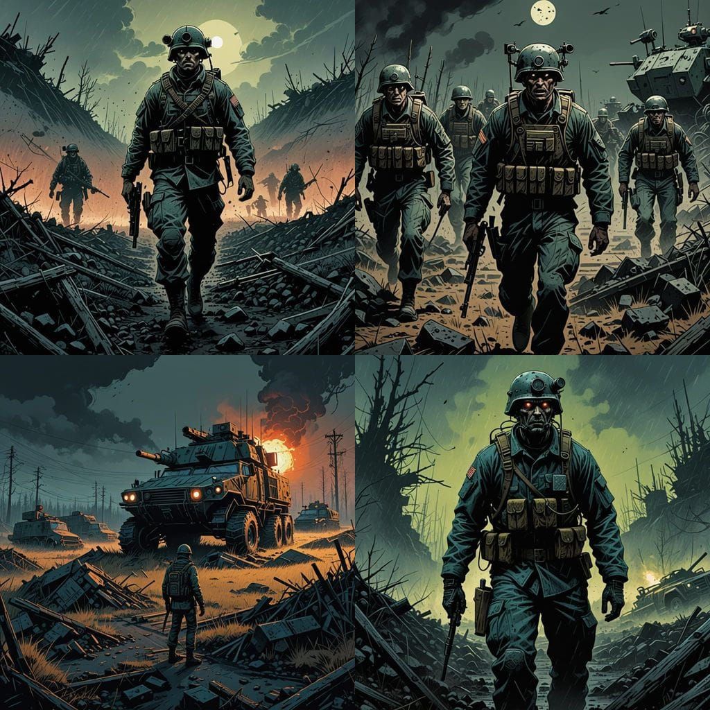 Ominous Military Minefield in Comic Book Style