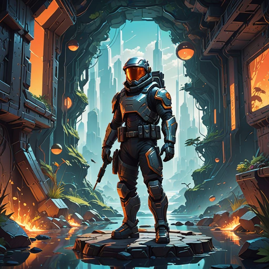 3D Character in 2D World Concept Art