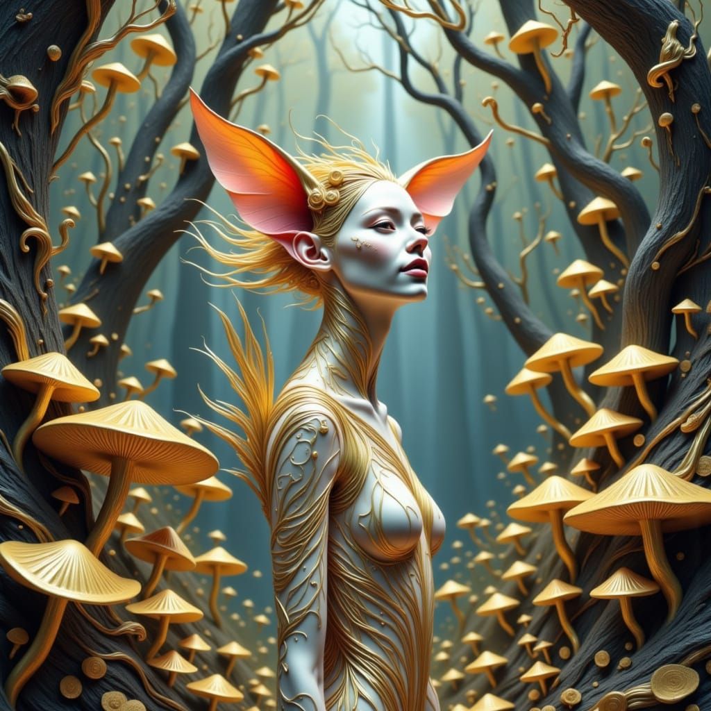 Ethereal Forest Sprite in Golden Hues