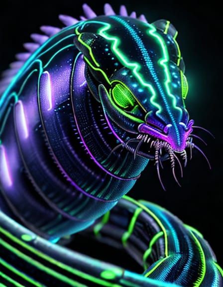 Bioluminescent centipede. Electrons pulsing underneath its t...