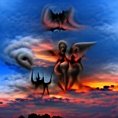 Angels and Demons at Dusk: Surreal Encounter