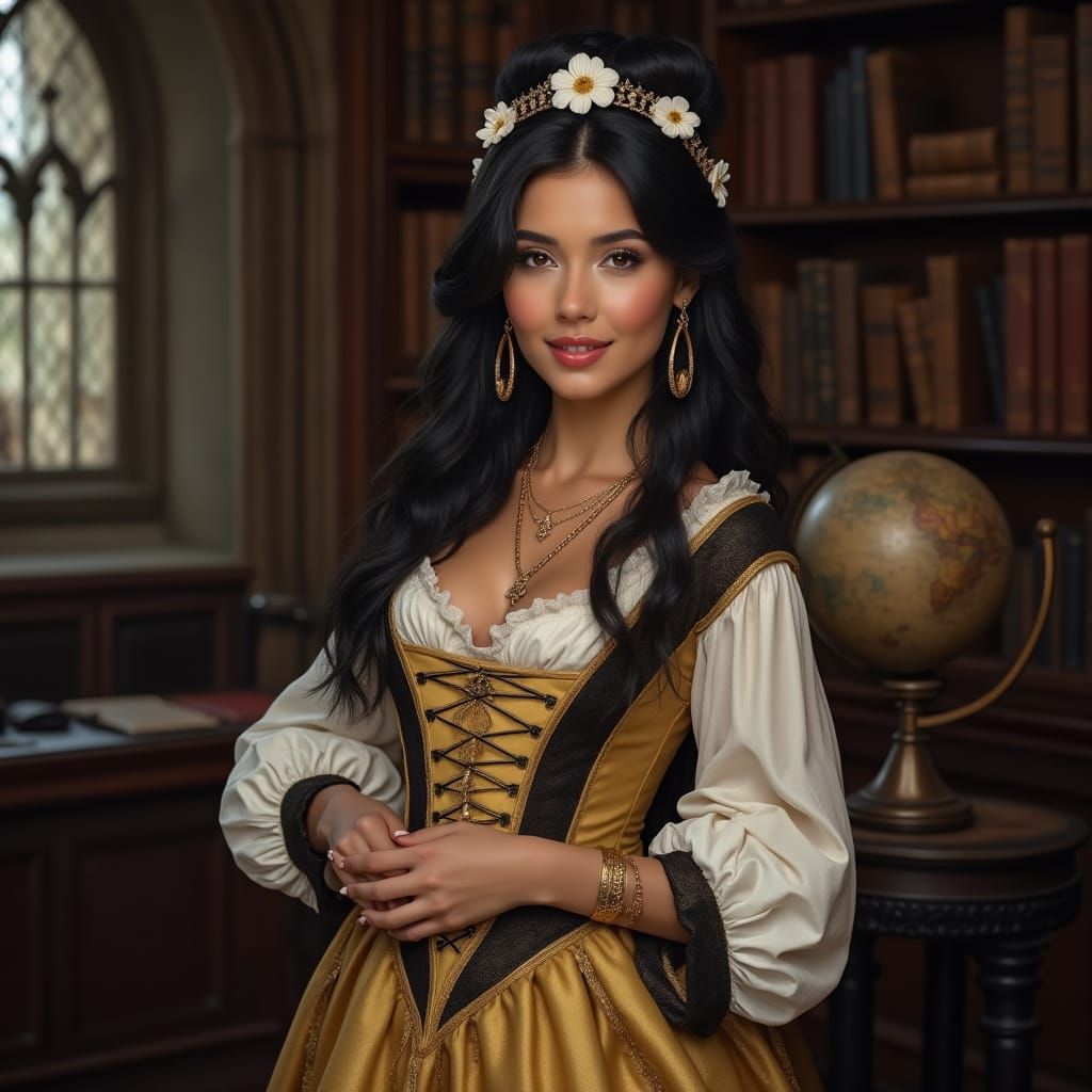 British Princess in Gothic Study, Medieval Dress