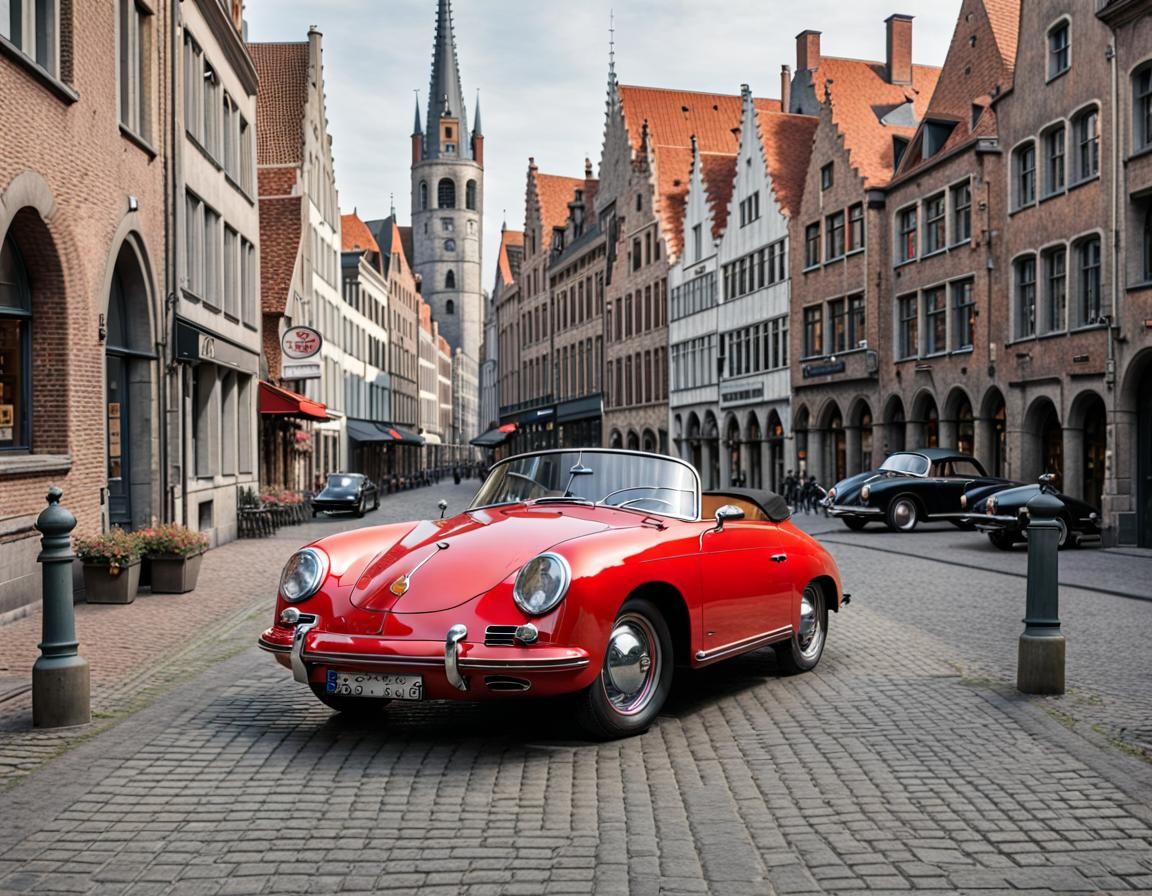 1966 red porsche 356 roadster in Bruges