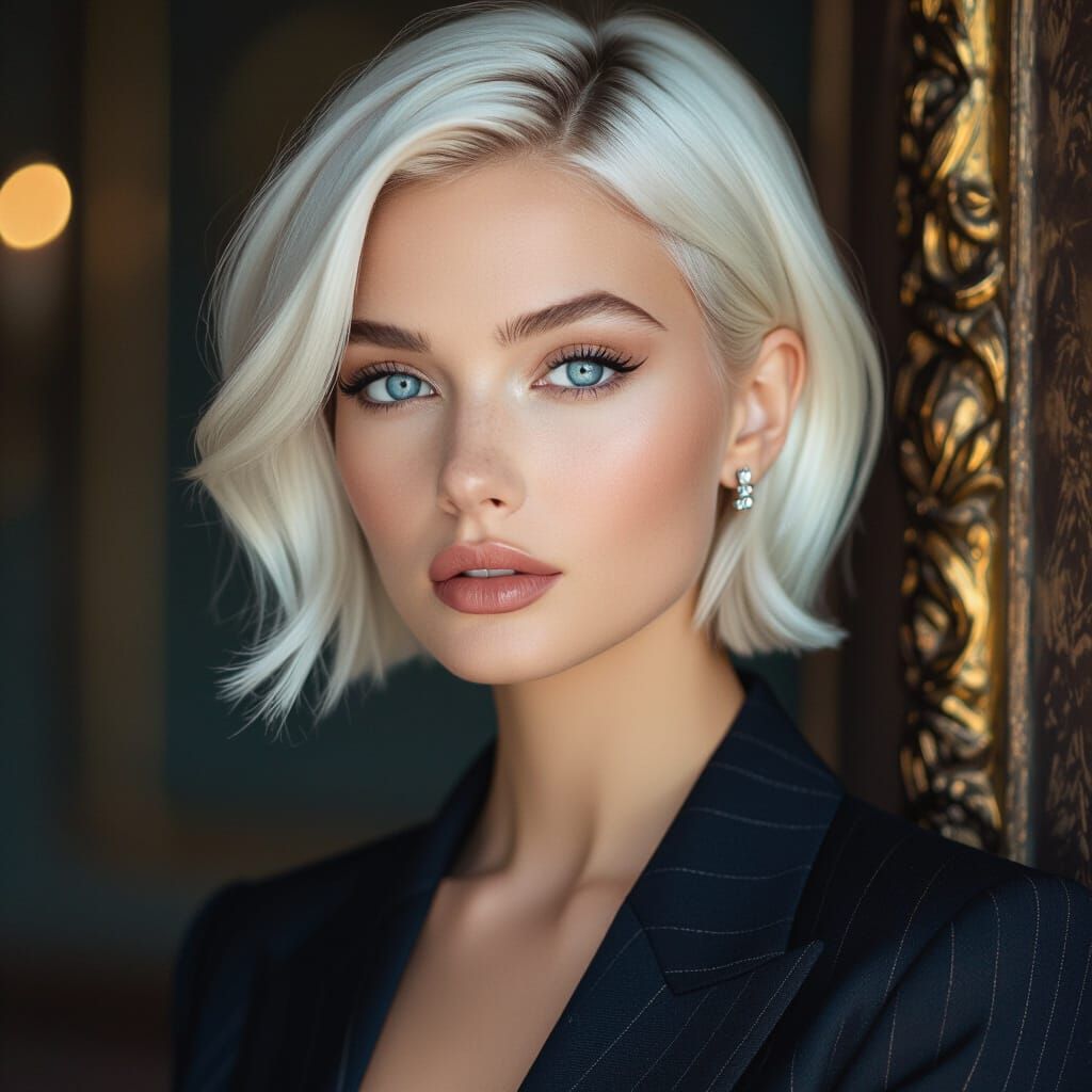 Elegant Woman with Blonde Hair, Digital Art