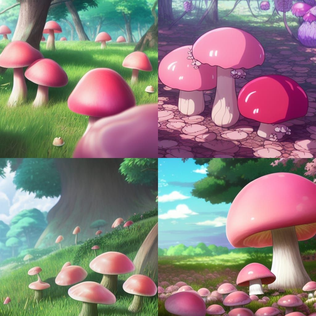 Peach with Mushrooms, Studio Ghibli Style