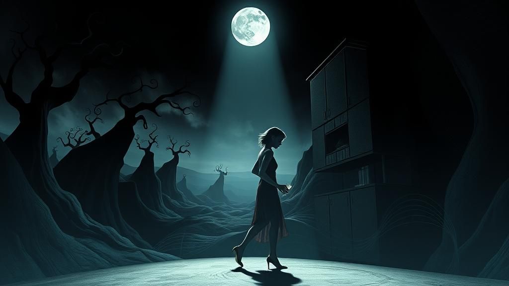 Surreal Sleepwalker in a Twisted Dream Landscape