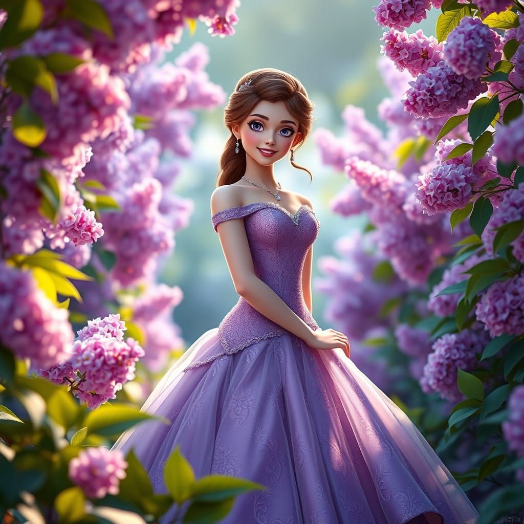 Violet Goddess in a Lilac Garden