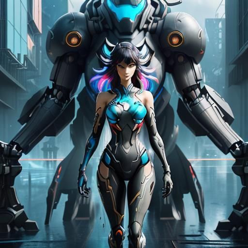 Nintendo Switch Girl in Cyberpunk Anime Style