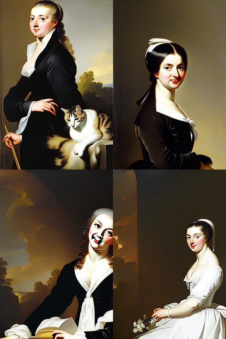Cat Portrait in Colonial American Style