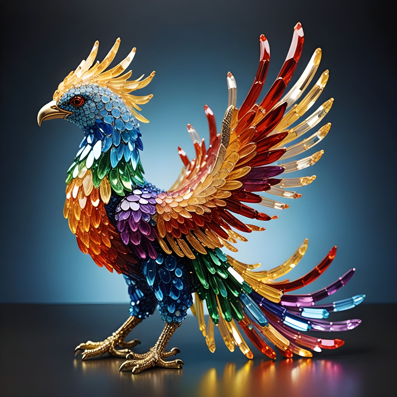 Crystal Phoenix Ascends in Vibrant Splendor